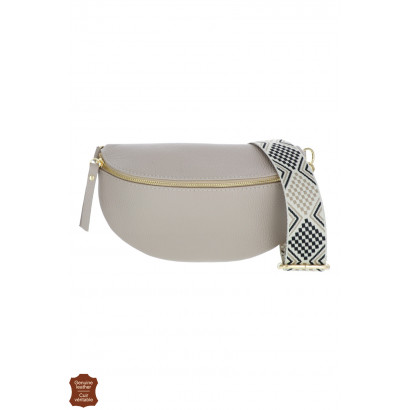 JOY, SAC BANANE CUIR, COULEUR UNIE, SANGLE COTON