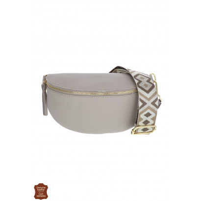 JOY, SAC BANANE CUIR, COULEUR UNIE, SANGLE COTON