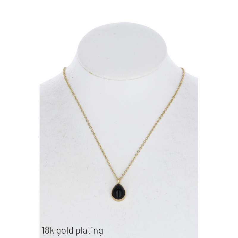 GOLD PLATING NECKLACE WITH DROP PENDANT STONE