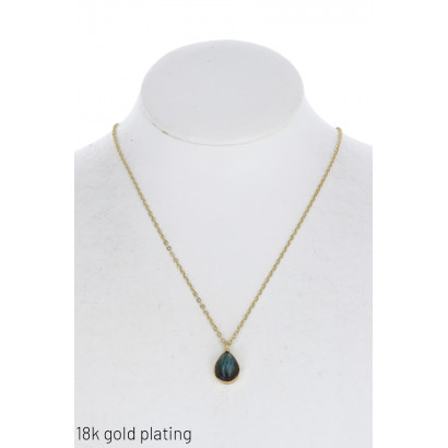 GOLD PLATING NECKLACE WITH DROP PENDANT STONE