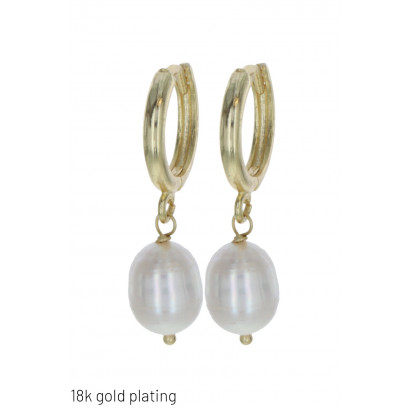 GOLD PLATING EARRINGS WITH PEARL PENDANT