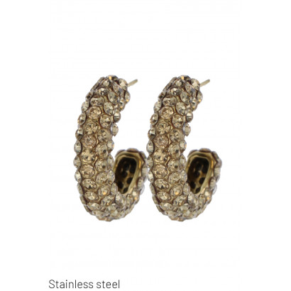 STEEL EARRING ROUND SHAPE WITH RHINESTONES