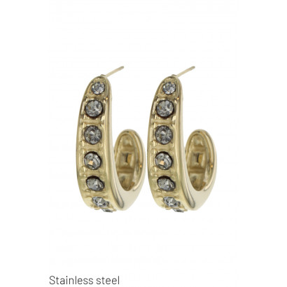 EARRINGS STAINL STEEL ROUND SHAPE & RHINESTONES