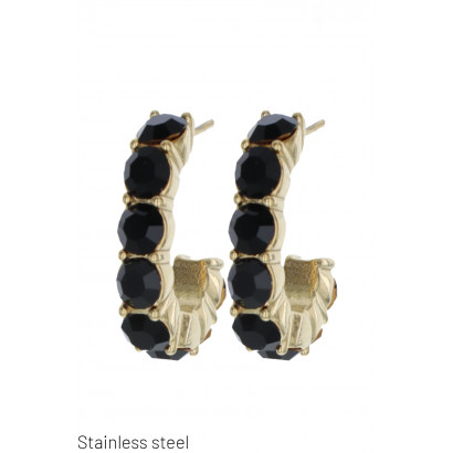 STEEL AND STONE HALF CREOLE EARRING