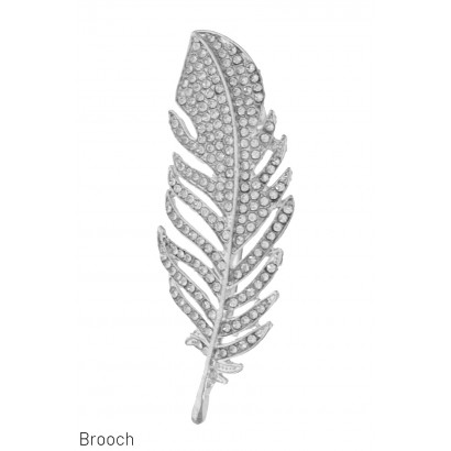 BROCHE AVEC PLUME ET STRASS