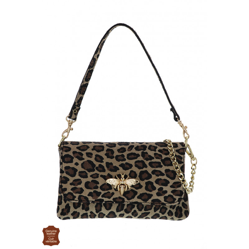 ABI, SUEDE BAG LEOPARD PATTERN, BEE CLOSURE