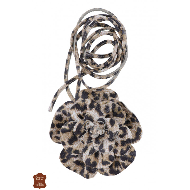 CEINTURE FLEUR EN CUIR A MOTIF LEOPARD