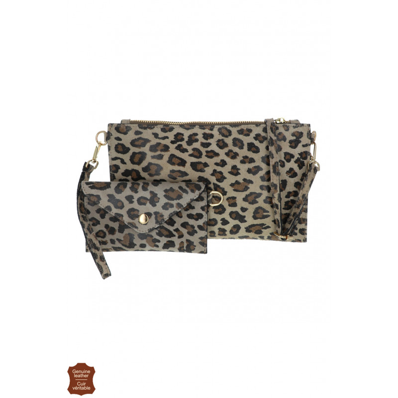 SONIA,BOLSO DE ANTE ESTEMPADO LEOPARDO CON BOLSA