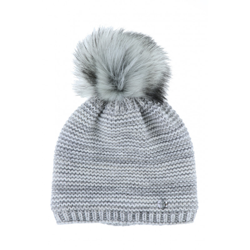 KNITTED HAT WITH POMPON AND LUREX