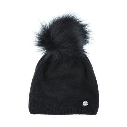 GORRO  DE PUNTO CON LUREX Y POMPÓN