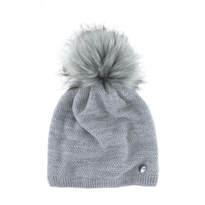 KNITTED HAT WITH  LUREX AND POMPOM