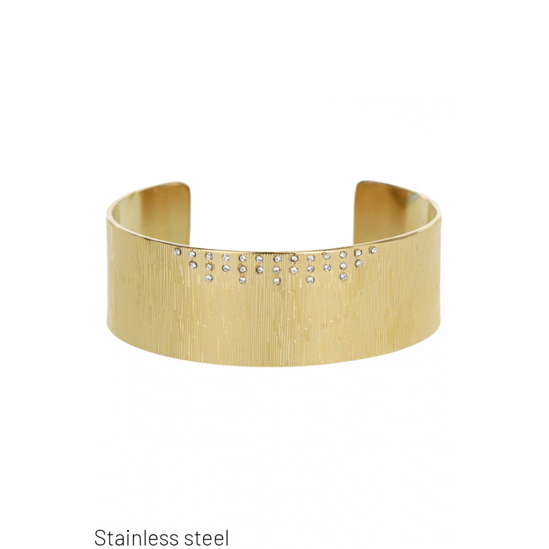 STEEL RIGID BRACELET WITH STRASS