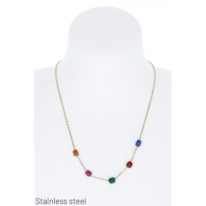 STAINL.STEEL NECKLACE WITH BEADS