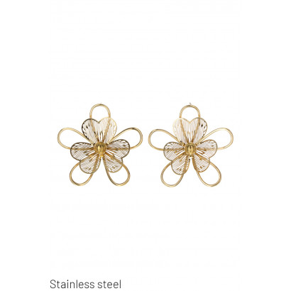 BOUCLES D'OREILLES ACIER FORME FLEURS