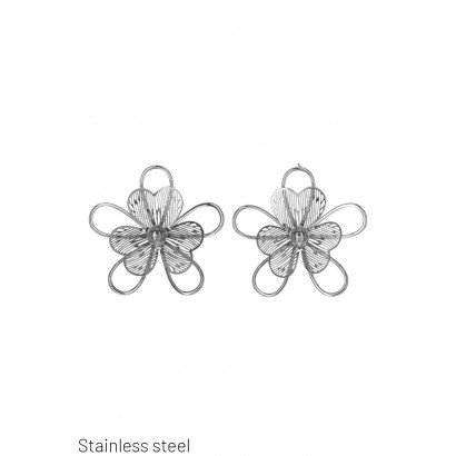 STEEL EARRING FLOWER SHAPE