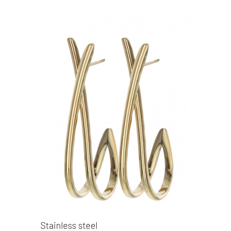 STEEL EARRINGS, GEOMETRIC SHAPE & FOLDED