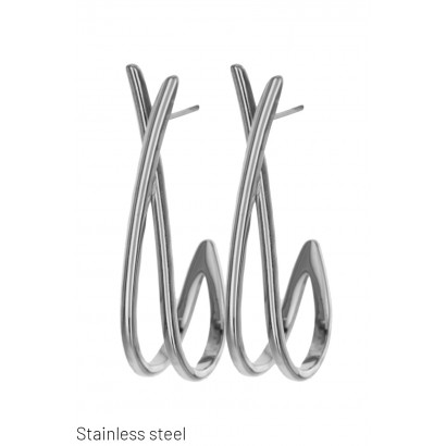 STEEL EARRINGS, GEOMETRIC SHAPE & FOLDED