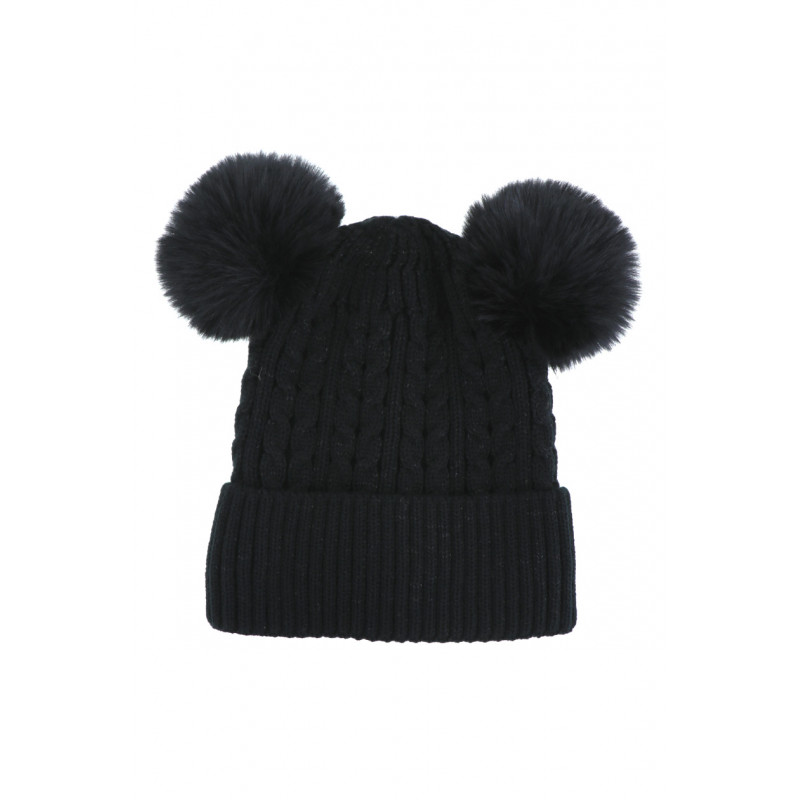 KIDS KNITTED HAT WITH TWO POMPONS AND LUREX