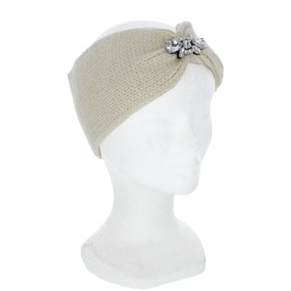 KNITTED HEADBAND WITH JEWELERY AND LUREX