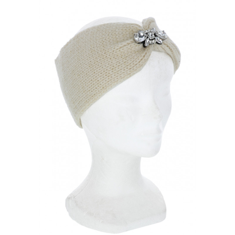 KNITTED HEADBAND WITH JEWELERY AND LUREX