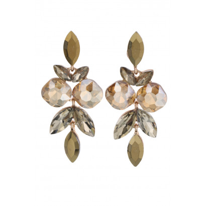 BOUCLES D'OREILLES STRASS EN FORME FLEUR