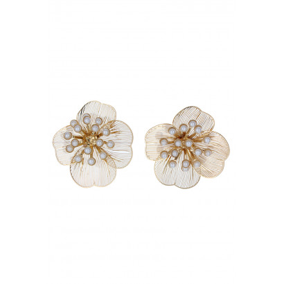 PENDIENTES FORMA DE FLORE Y PERLA