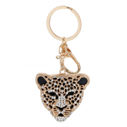 KEYRING TIGER HEAD SHAPE AND RHINESTONES