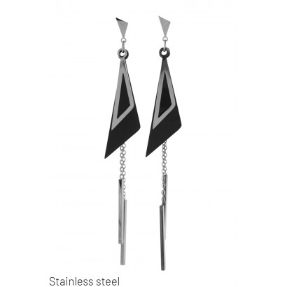 STEEL EARRING GEOMETRIC SHAPE AND CHAIN