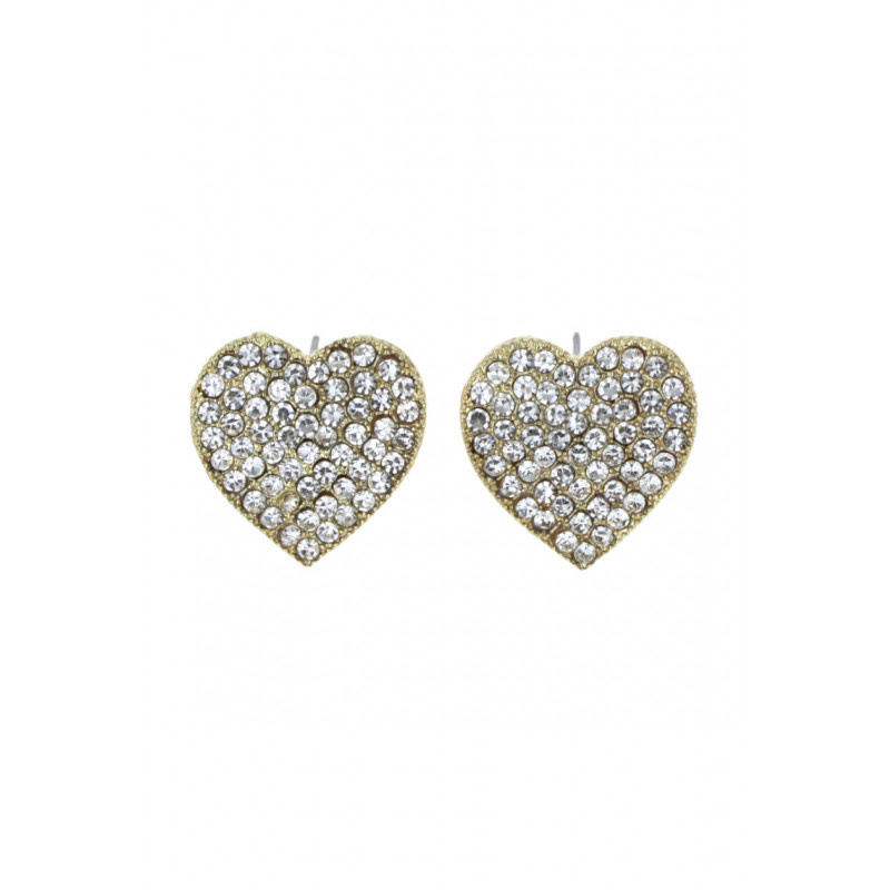 BOUCLES D'OREILLES EN FORME DE COEUR ET STRASS