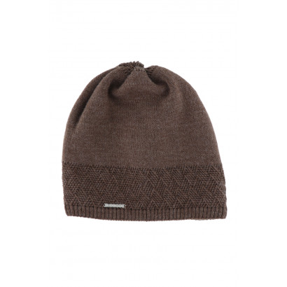 KNITTED WOOL HAT IN PLAIN COLOUR