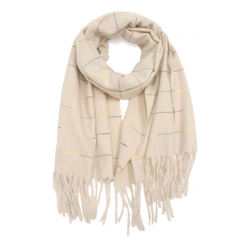 WINTER SCARF WITH LINES AND FRINGES