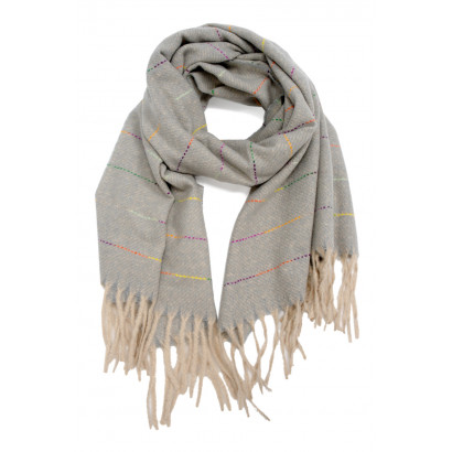 WINTER SCARF WITH LINES AND FRINGES