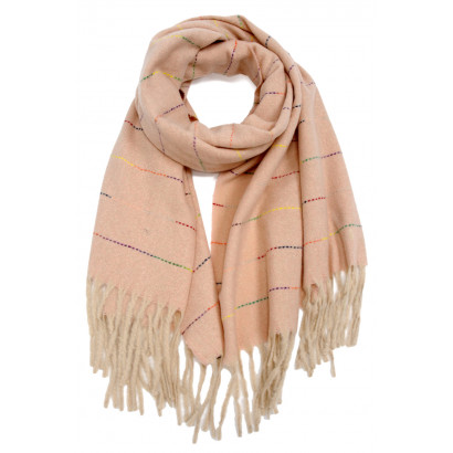 WINTER SCARF WITH LINES AND FRINGES