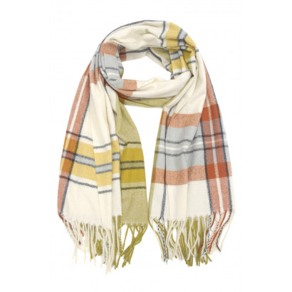 WOVEN WINTER SCARF CHECKED WITH FRINGES