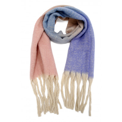 WOVEN SQUARE SCARF, COLOR GRADIENT WITH FRINGES