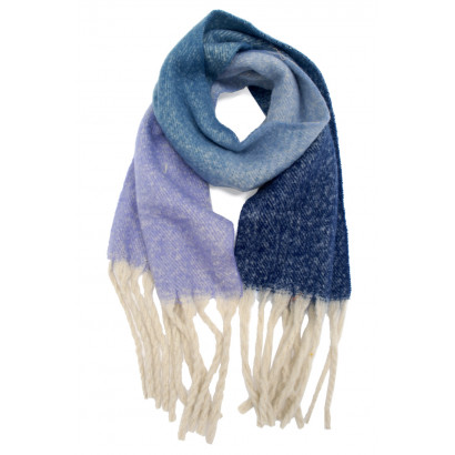 WOVEN SQUARE SCARF, COLOR GRADIENT WITH FRINGES