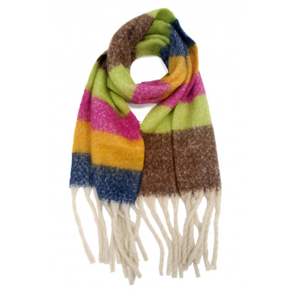 WINTER SCARF WITH LINES AND FRINGES