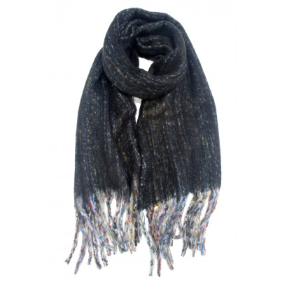 WINTER SCARF WITH STRIPES & FRINGES