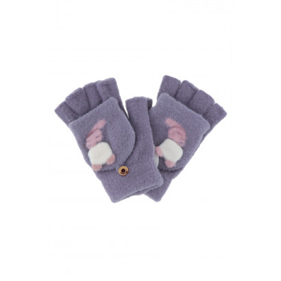 KIDS KNITTED MITTENS WITH TEDDY BEAR