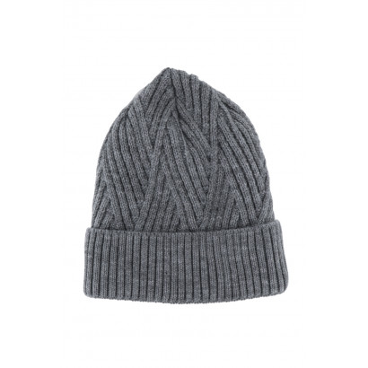 KIDS KNITTED HAT WITH TURN UP AND ZIGZAG