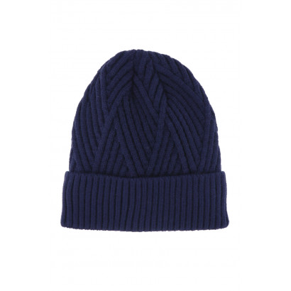 KIDS KNITTED HAT WITH TURN UP AND ZIGZAG