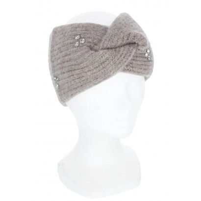 KNITTED HEADBAND SOLID COLOR, TWISTED AND STRASS