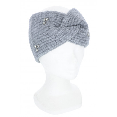 KNITTED HEADBAND SOLID COLOR, TWISTED AND STRASS