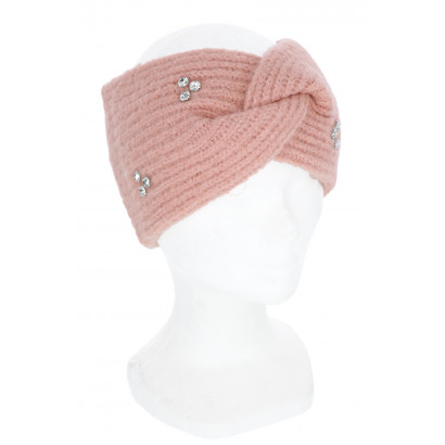 KNITTED HEADBAND SOLID COLOR, TWISTED AND STRASS