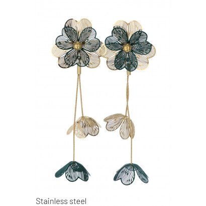 BOUCLES D'OREILLES ACIER FORME FLEURS