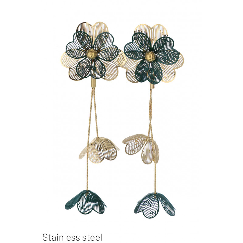 BOUCLES D'OREILLES ACIER FORME FLEURS