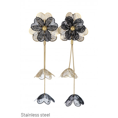 BOUCLES D'OREILLES ACIER FORME FLEURS