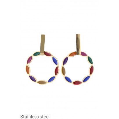 STEEL EARRING WITH ROUND...