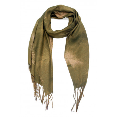 SCARF WITH FEATHERS METALLIZED PRINT