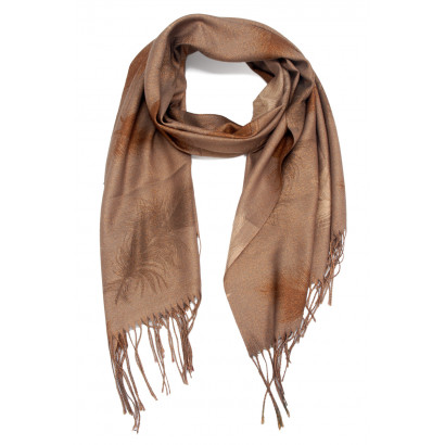 SCARF WITH FEATHERS METALLIZED PRINT